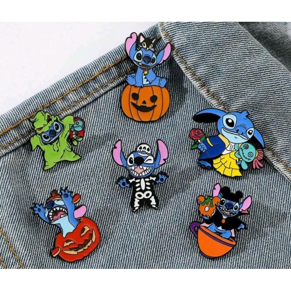The Unbranded Brand Other - Lilo & Stitch Halloween Stitch Costumes Oogie Boogie & More Pin Set Of 7 Unbrand